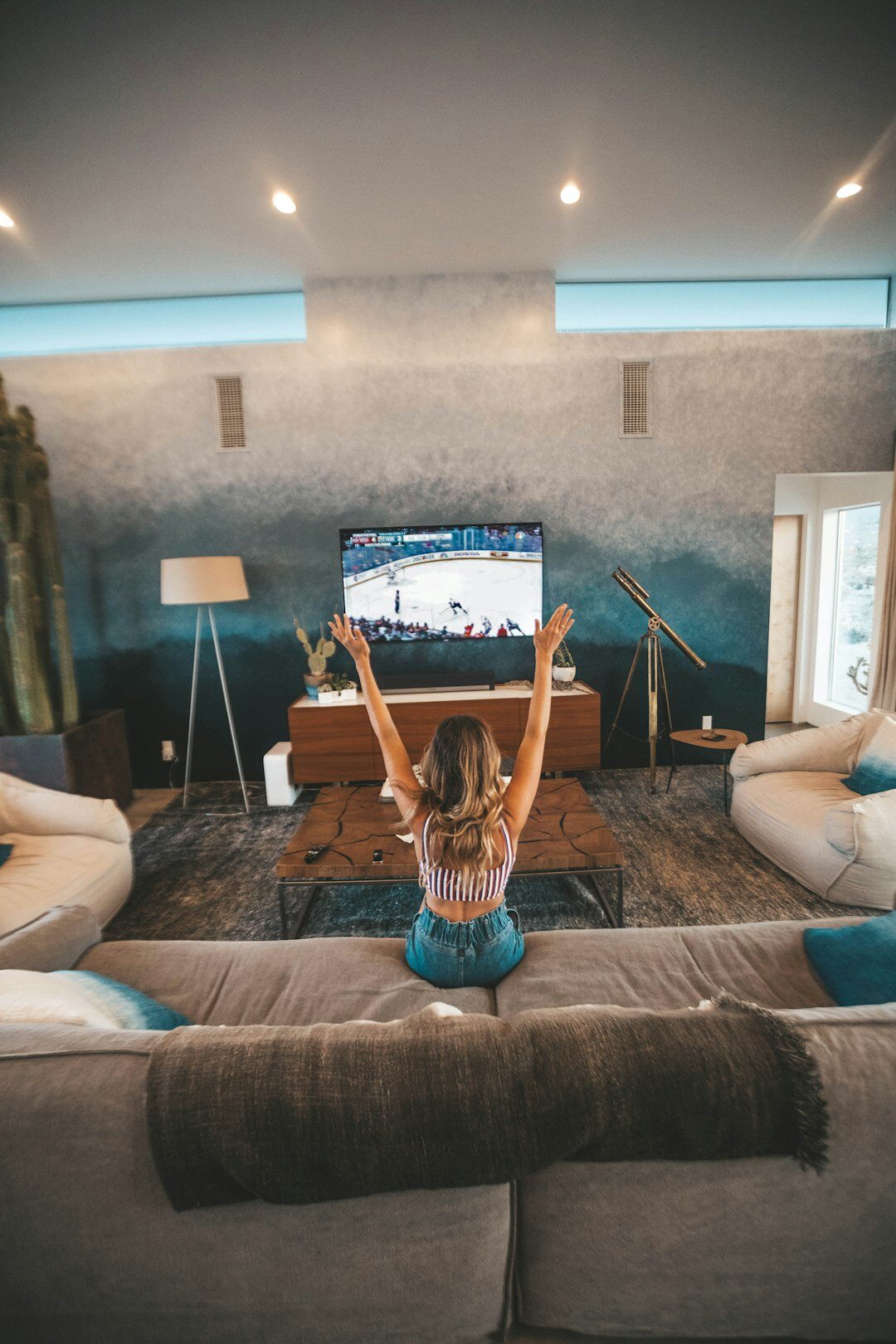 family watching tv