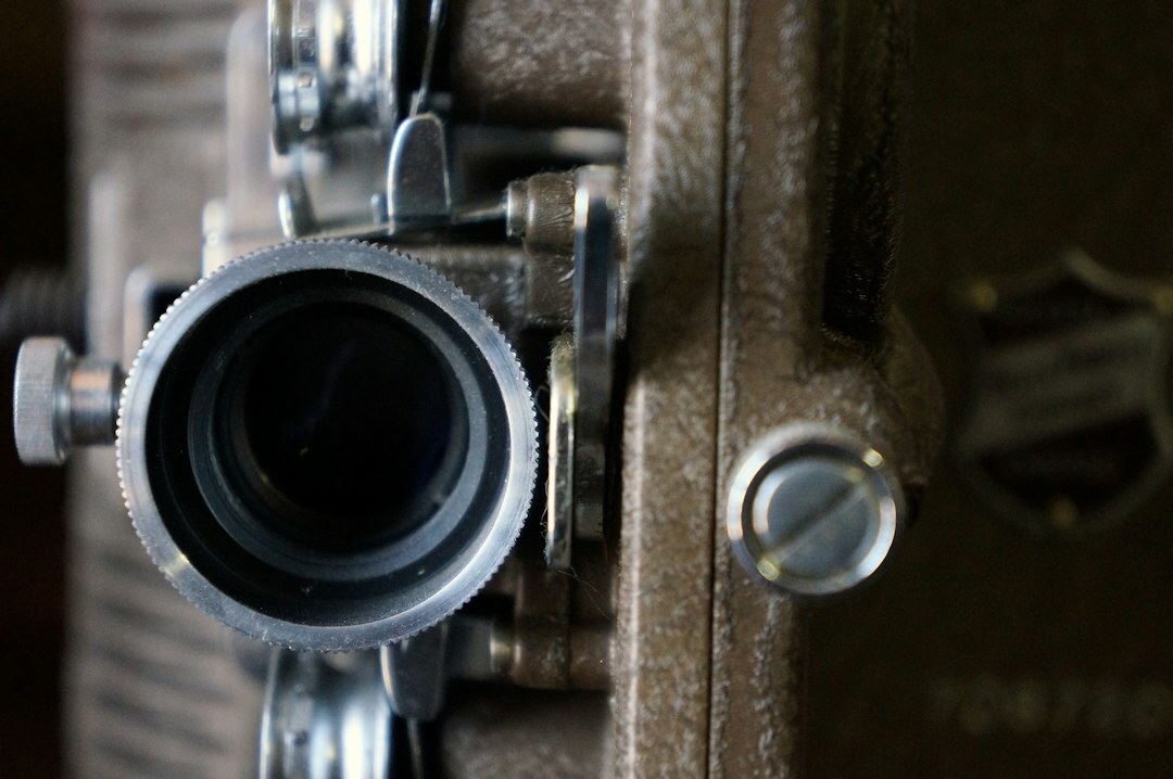 Close-up of a vintage broadcast television camera lens